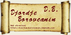Đorđe Borovčanin vizit kartica